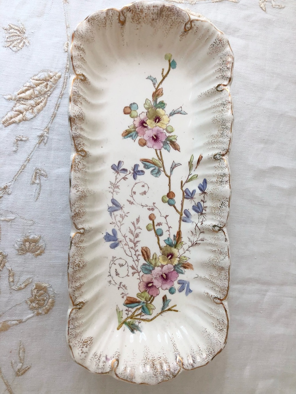 Vintage Franz Ant. Mehlem Porcelain Serving Dish Hand Painted Floral Germany